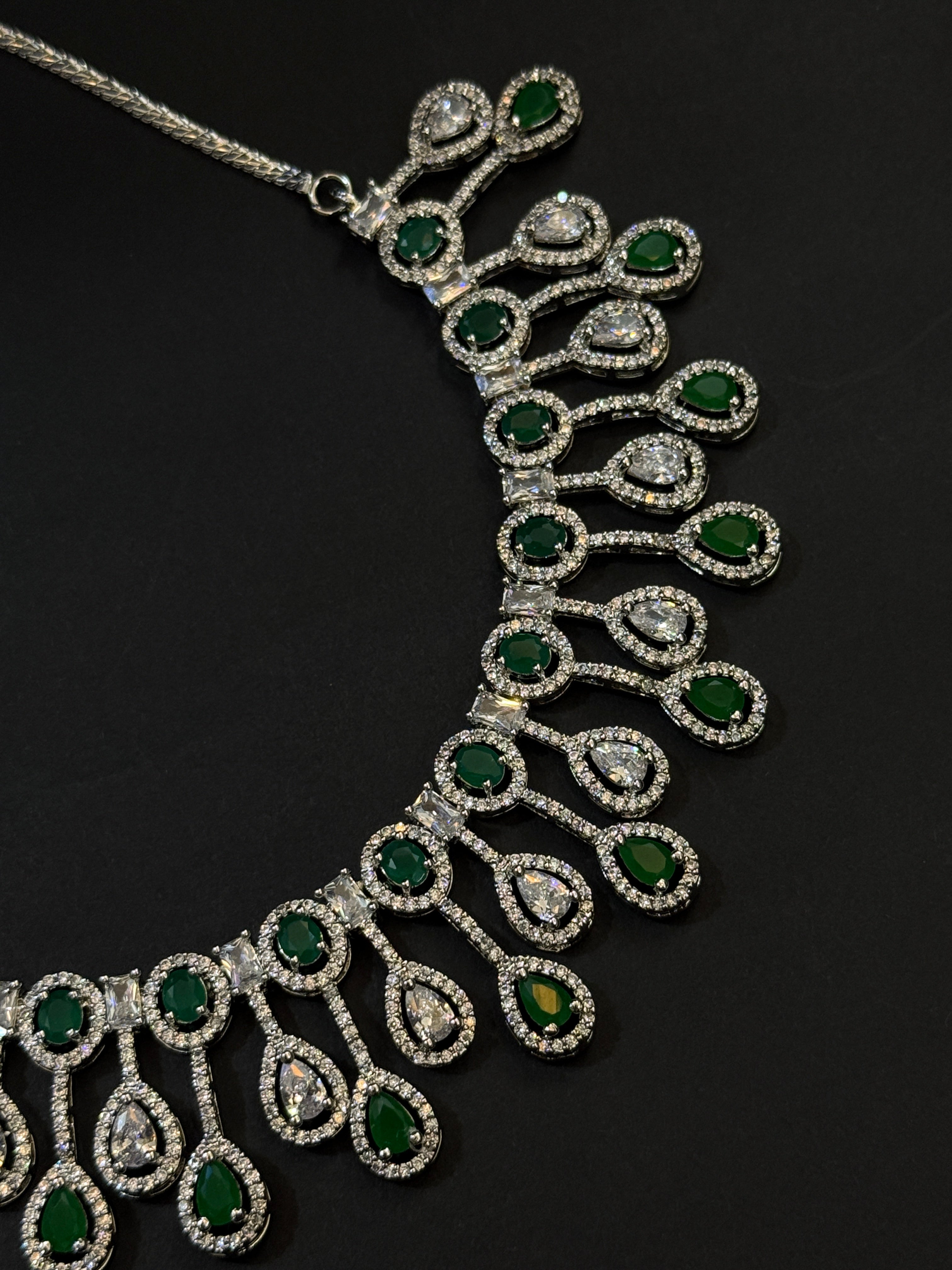 Elegant Emerald American Diamond Necklace